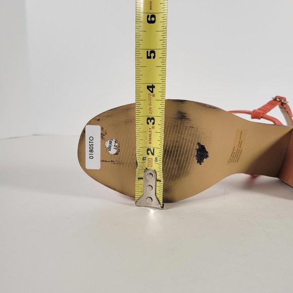 Halston Coral Vegan Leather Croc Pattern Strappy Sandal Block Heels Women Size 9 - Picture 3 of 11